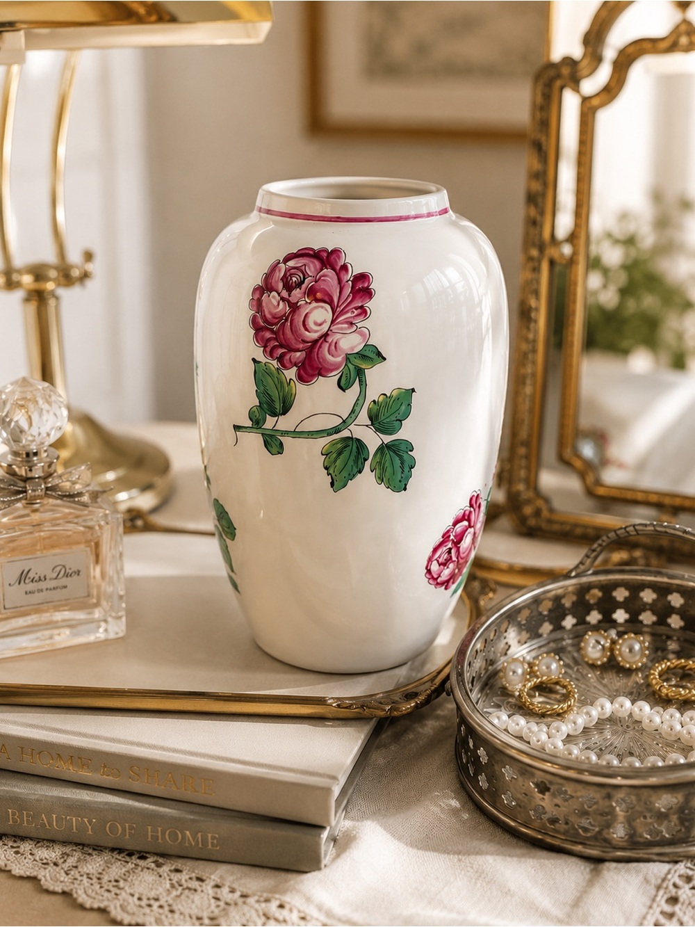 Tiffany & Co Strasbourg Flowers Vase Vintage Grandmillennial Floral Rose Decor